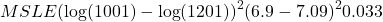\[MSLE ≈ (\log(1001) - \log(1201))^2 ≈ (6.9 - 7.09)^2 ≈ 0.033\]